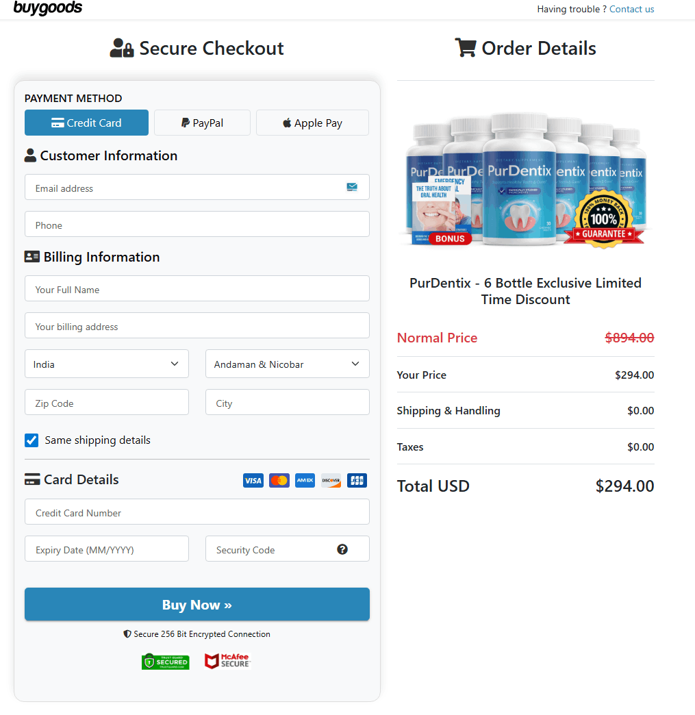 PurDentix Order Page
